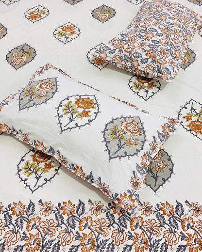 Kamini orange Everyday Cotton bedsheet – pillow detail