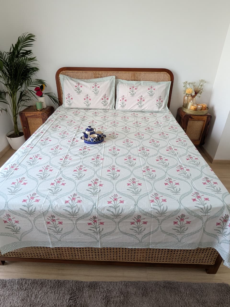 Kanika - The Petal Bedsheet | Hand Block | Percale Cotton