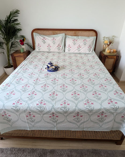 Kanika - Percale Cotton Bedsheet | Hand Block