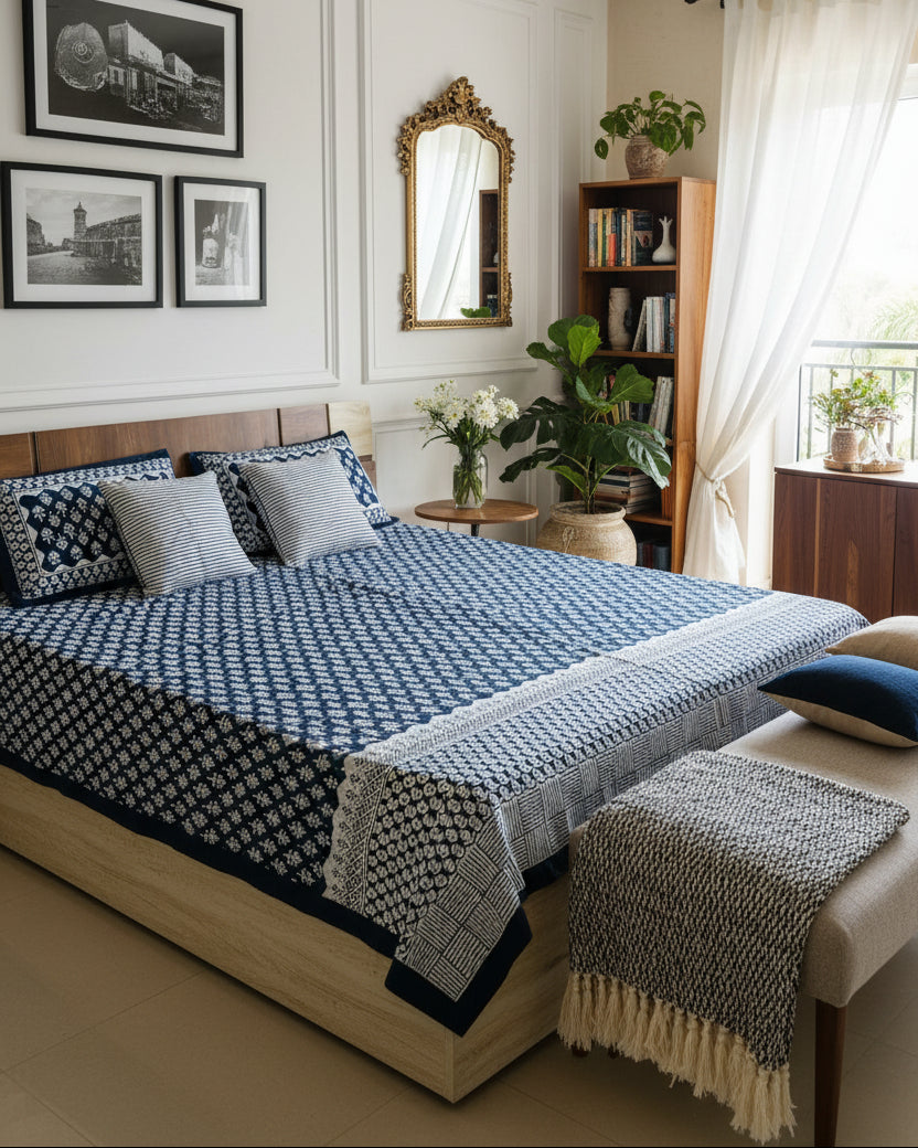 Kashish - Everyday Cotton Bedsheet | Indigo