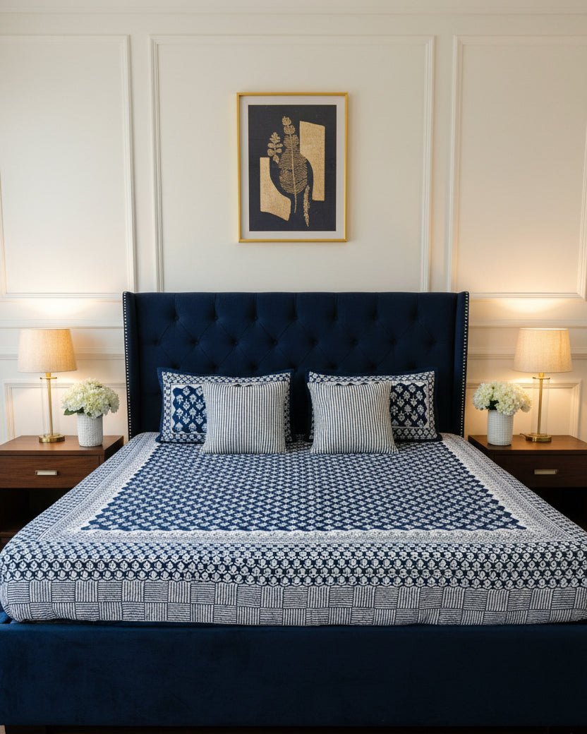 Kashish - Everyday Cotton Bedsheet | Indigo