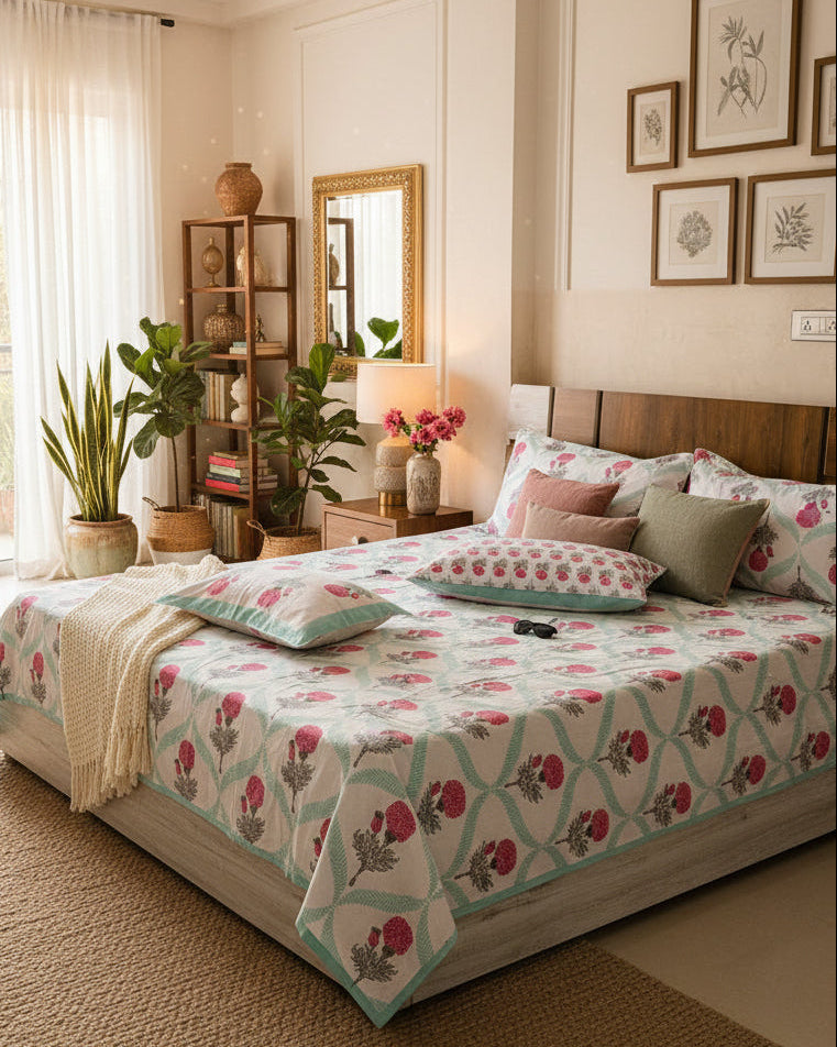 Kesariya - Everyday Cotton Bedsheet | Green