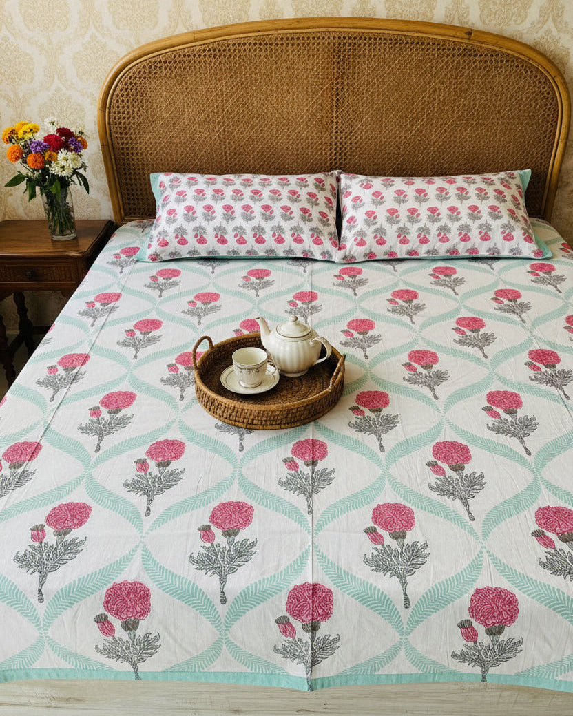 Kesariya - Everyday Cotton Bedsheet | Green