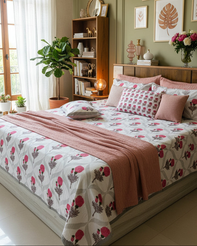 Kesariya - Everyday Cotton Bedsheet | Pink