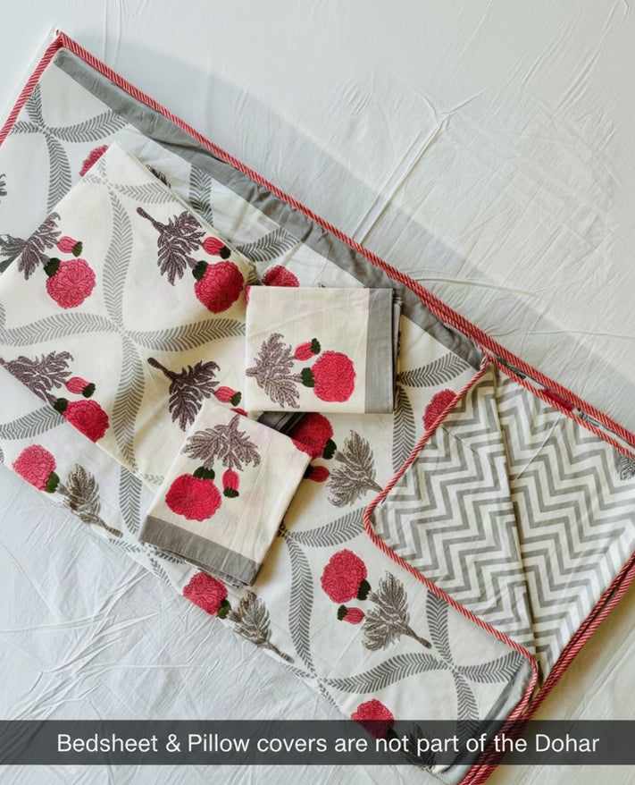 Kesariya -  Reversible Cotton Malmal Dohar | Pink