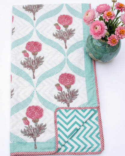 Kesariya -  Reversible Cotton Mulmul Dohar | Green