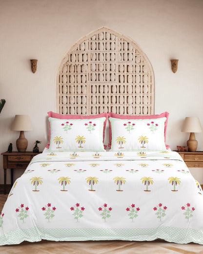 Ketaki green Percale Cotton bedsheet – styled view
