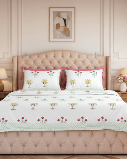 Ketaki green Percale Cotton bedsheet – front view