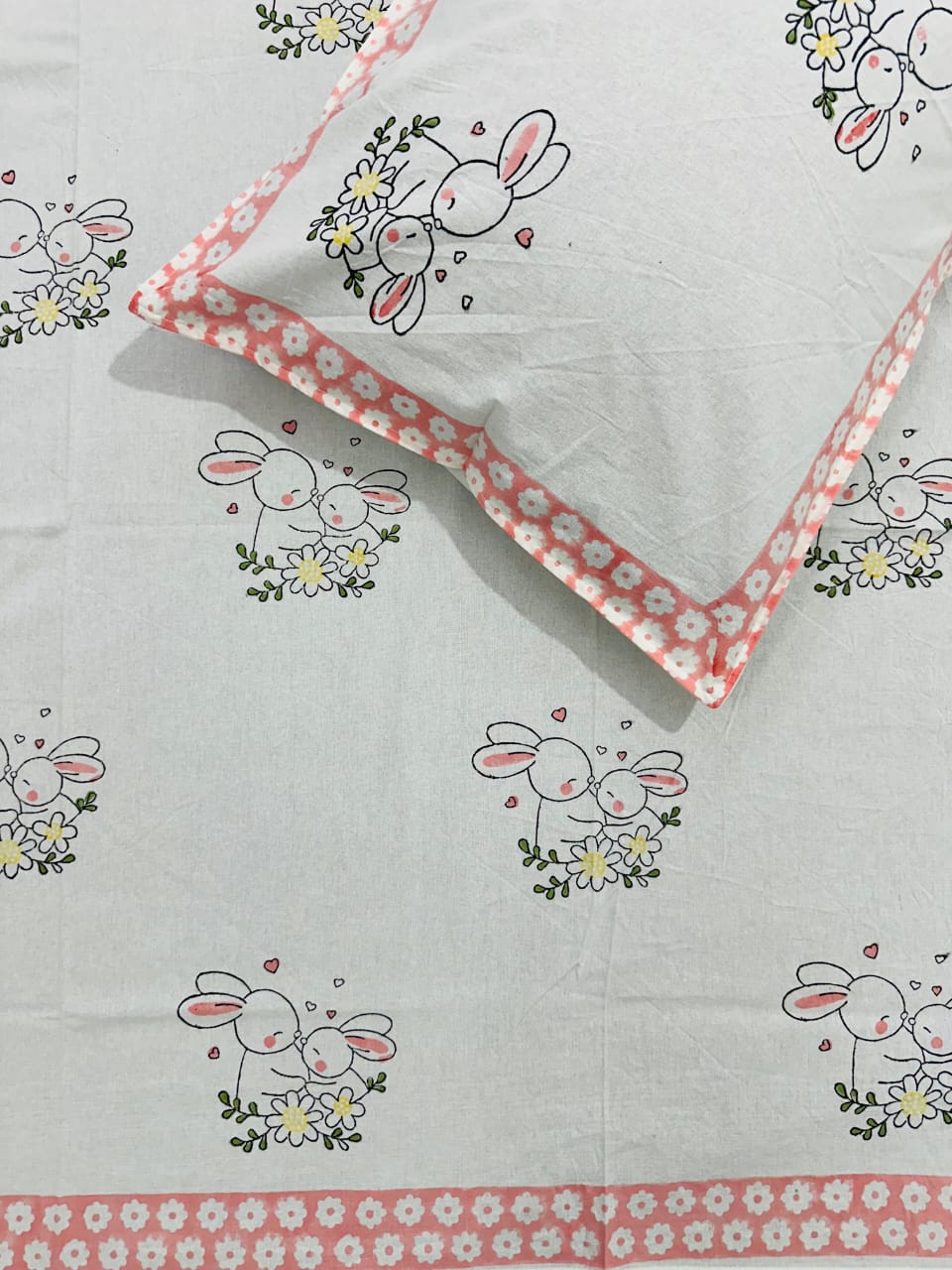 Khargosh - The Bunny Bedsheet | Hand Block | Soft Fine Cotton