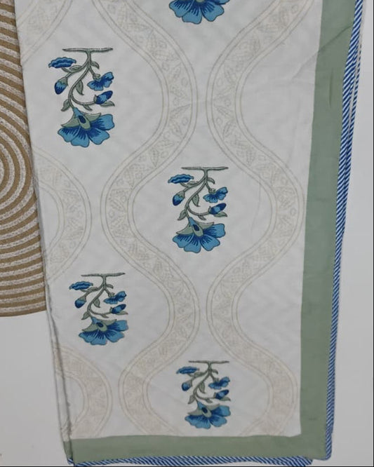 Komal - Reversible Cotton Mulmul Dohar | Green