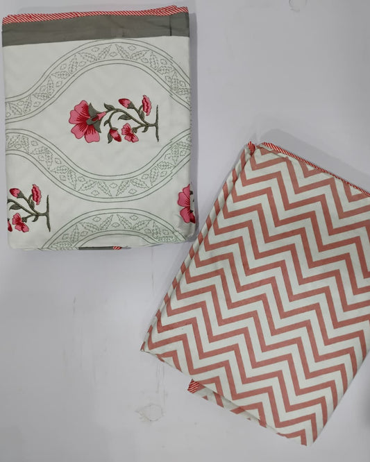 Komal grey reversible mulmul cotton dohar – styled view