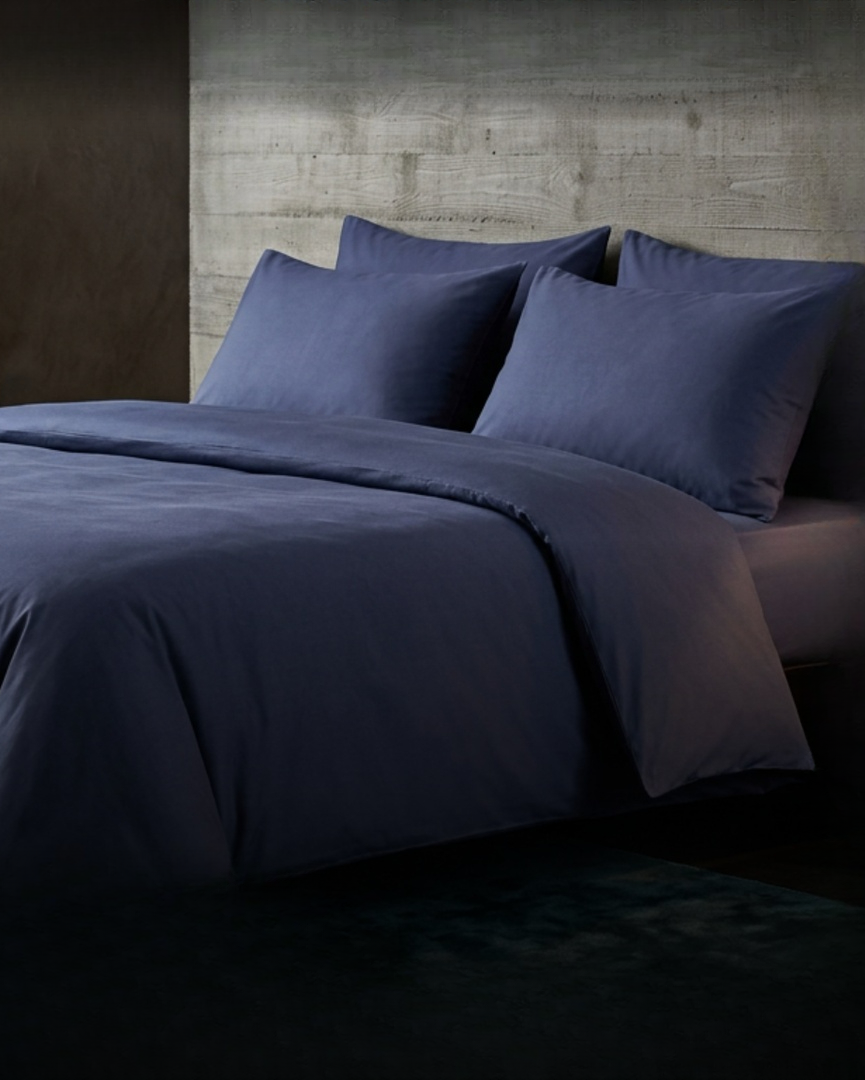 Kora - Solid Sateen Cotton Bedsheet | Blue bedsheet print close-up