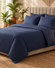 Kora - Solid Sateen Cotton Bedsheet | Blue