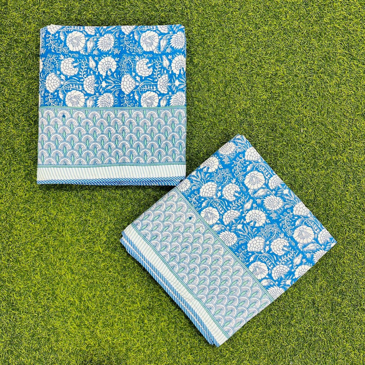 Kumud - Reversible Cotton Mulmul Dohar | Blue