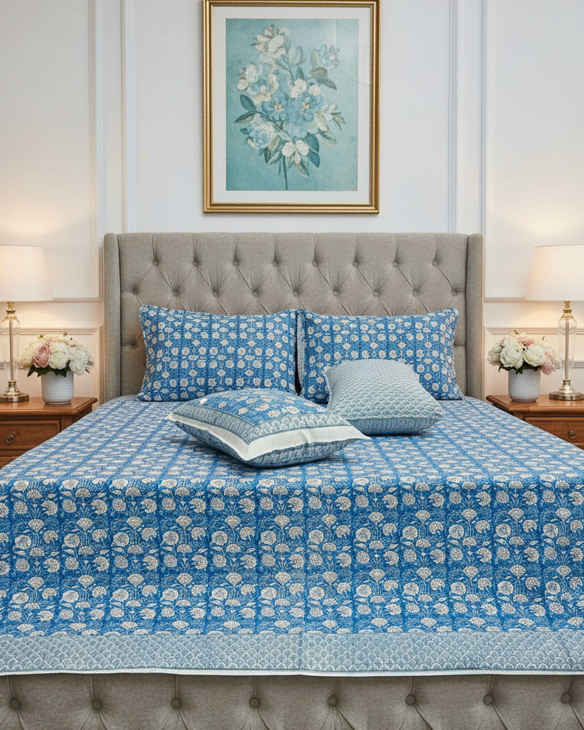 Kumud - Everyday Cotton Bedsheet | Blue