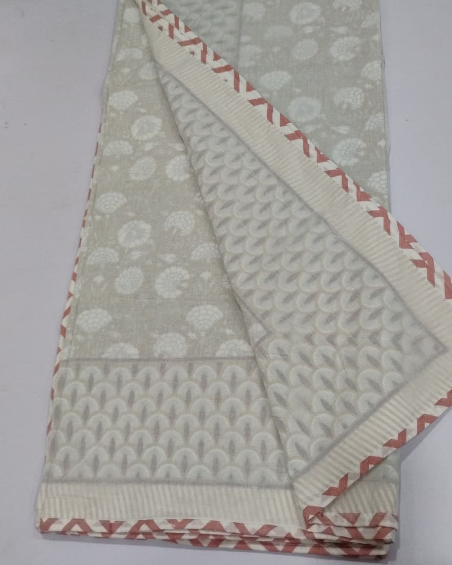 Kumud beige Muslin cotton dohar – pair of single front view