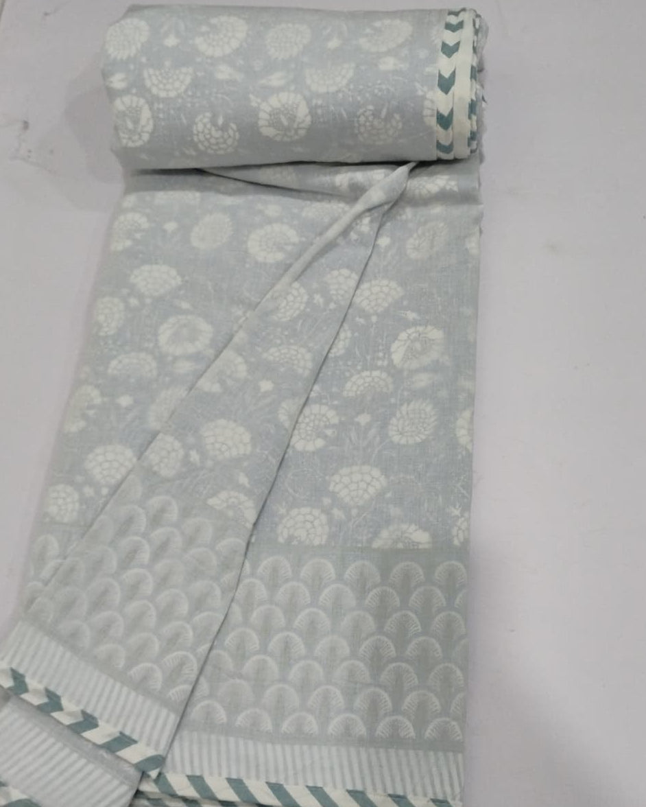 Kumud blue Muslin cotton dohar – pair of single front view