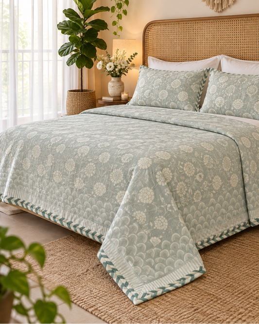 Kumud blue Muslin cotton dohar – styled view