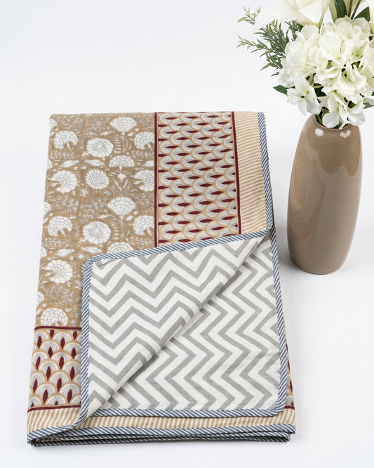 Kumud - Reversible Cotton Mulmul Dohar | Beige