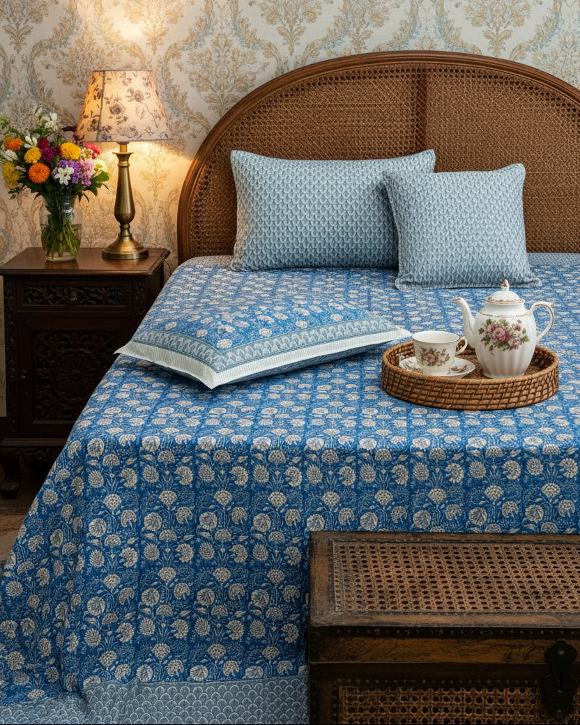 Kumud - Everyday Cotton Bedsheet | Blue