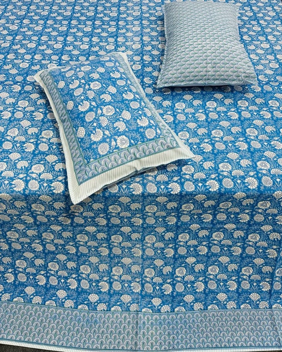 Kumud - Everyday Cotton Bedsheet | Blue