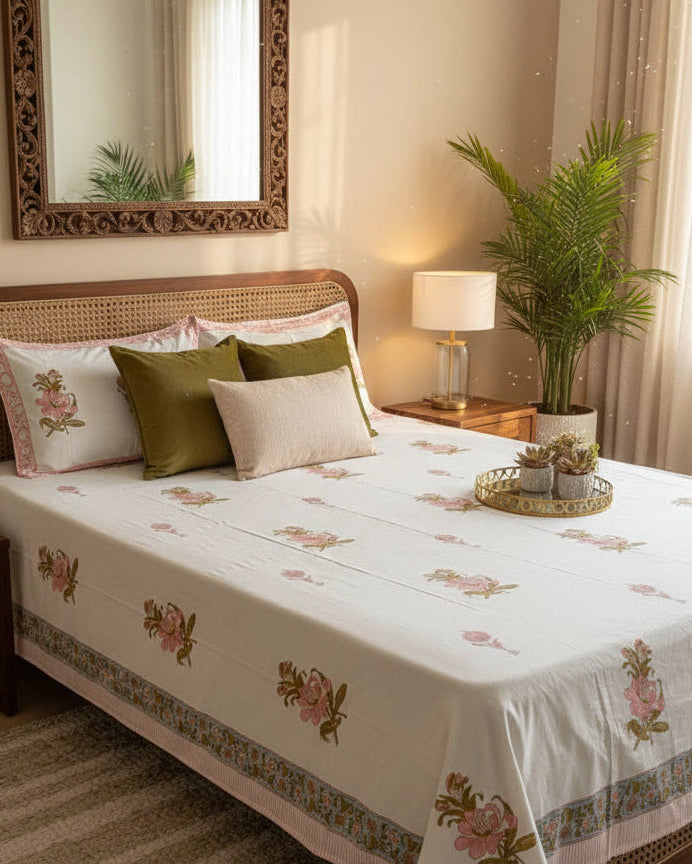 Kusum - Soft Fine Cotton Bedsheet | Hand Block