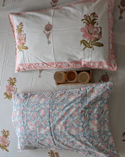 Kusum hand block Soft Fine Cotton bedsheet – reversible pillow cover detail