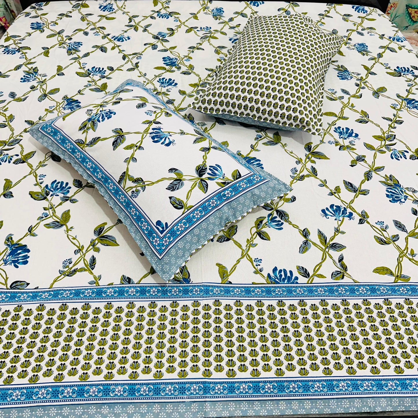 Latika - The Creeper Bedsheet | Everyday Cotton | Blue