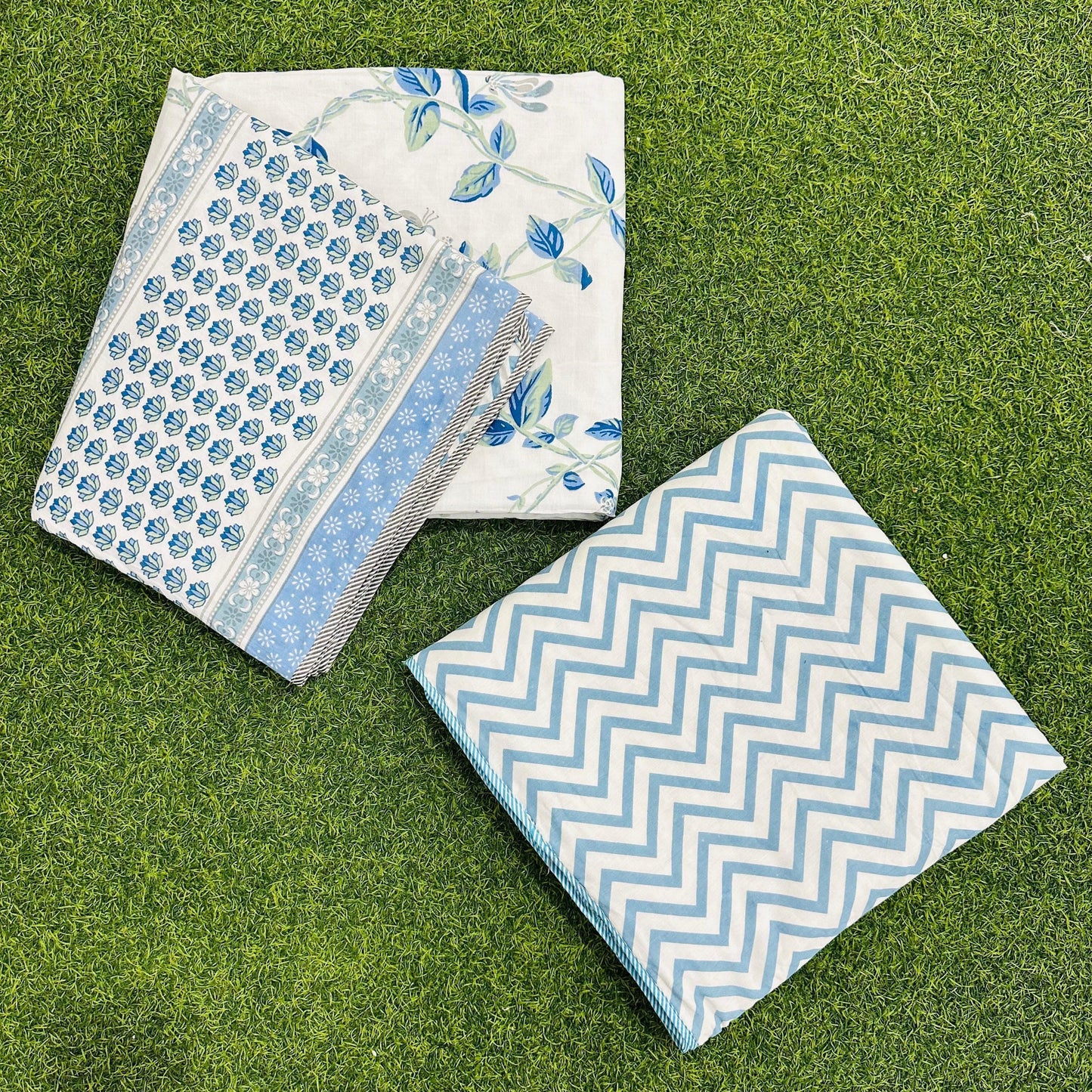 Latika - Reversible Cotton Mulmul Dohar | Blue