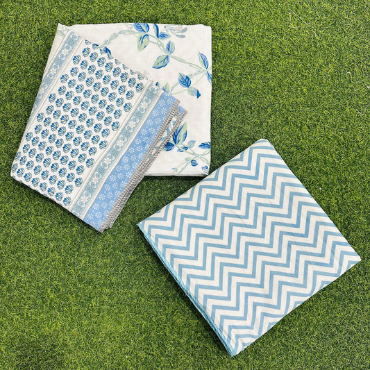 Latika - Reversible Cotton Mulmul Dohar | Blue