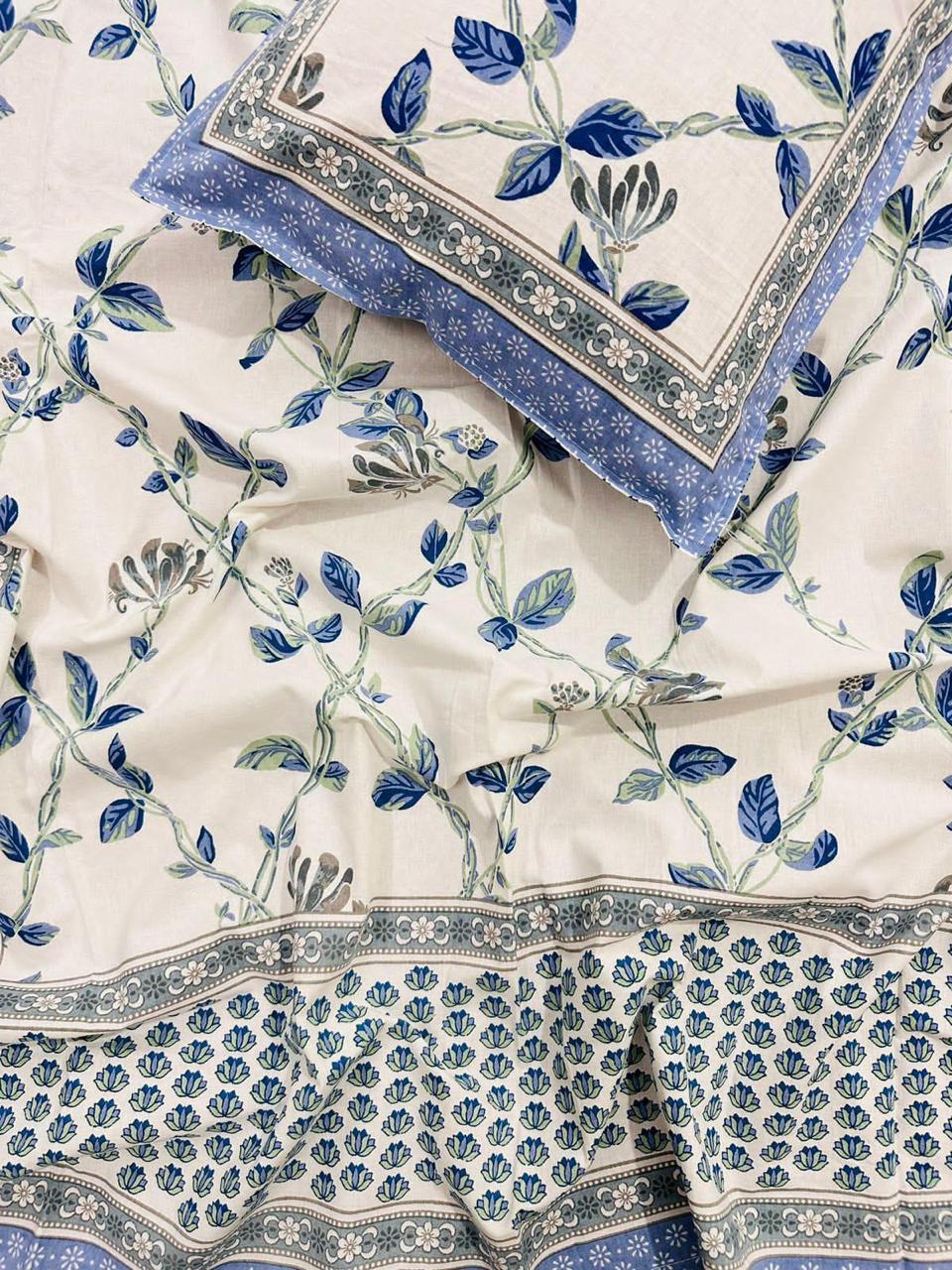 Latika - The Creeper Bedsheet | Everyday Cotton | Blue