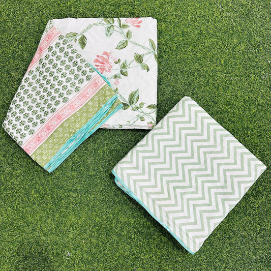 Latika - Reversible Cotton Mulmul Dohar | Green