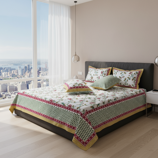 Latika - The Creeper Bedsheet | Everyday Cotton | Red