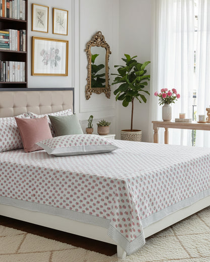 Maalya hand block percale cotton bedsheet – front view