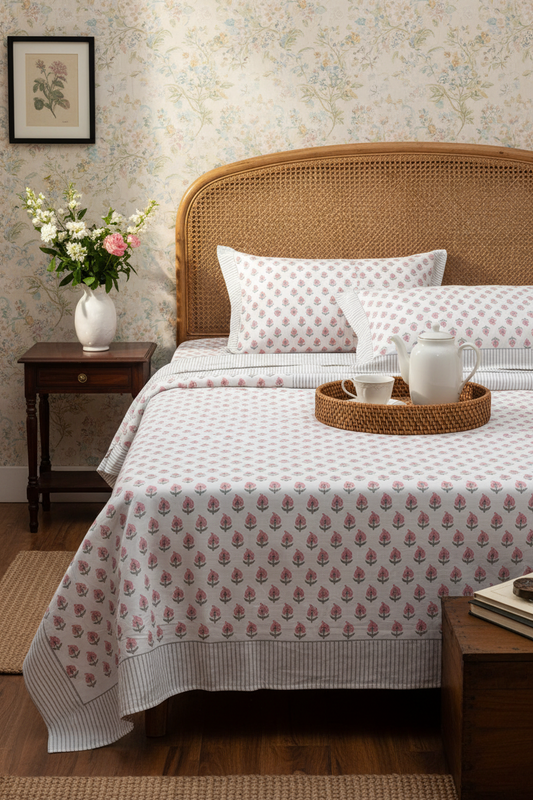 Maalya - Percale Cotton Bedsheet | Hand Block