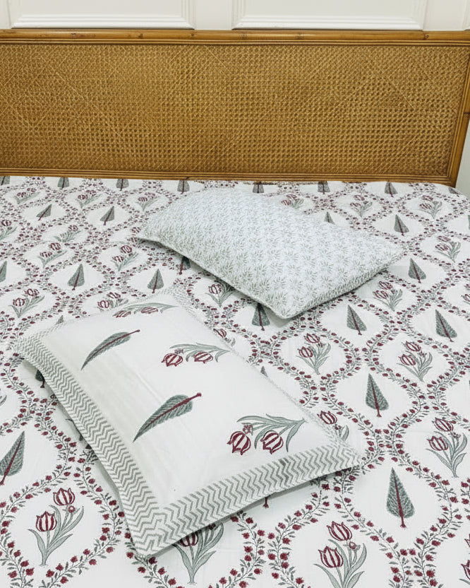 Madhavi - Luxe Cotton Bedsheet | Hand Block