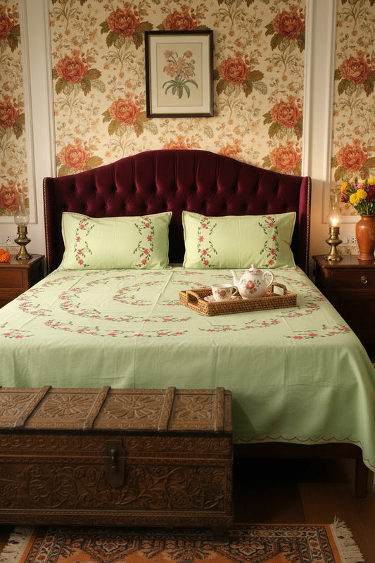 Mahtab - Soft Fine Cotton Bedsheet | Hand Embroidered