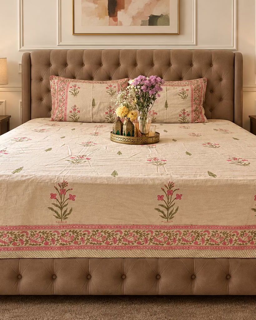 Malika - Percale Cotton Bedsheet | Hand Block