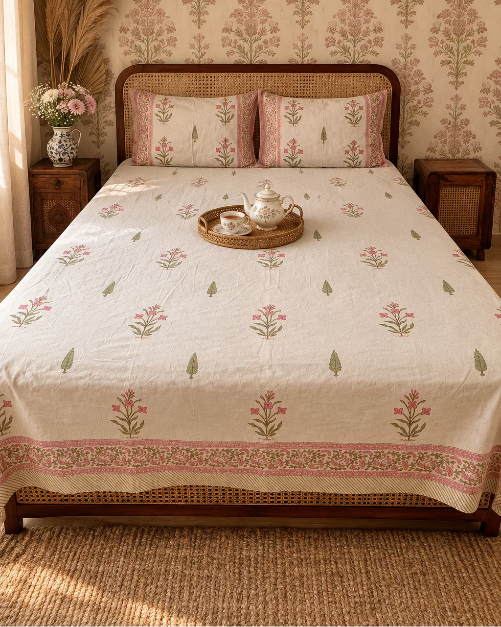 Malika - Percale Cotton Bedsheet | Hand Block