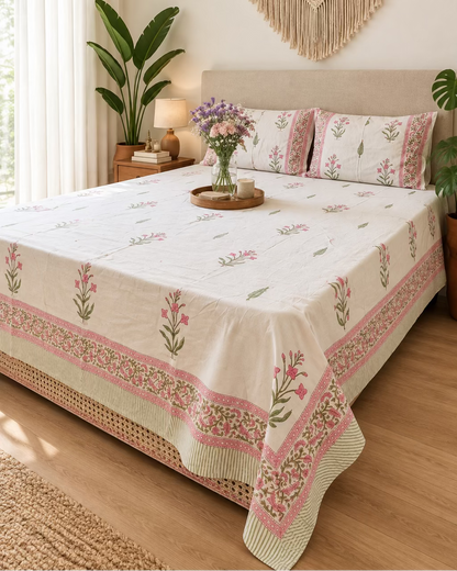 Malika - Percale Cotton Bedsheet | Hand Block