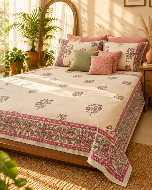 Malti - Percale Cotton Bedsheet | Hand Block