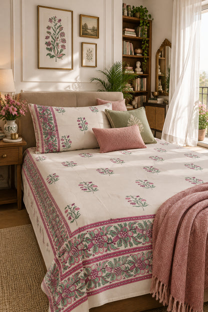 Malti - Percale Cotton Bedsheet | Hand Block