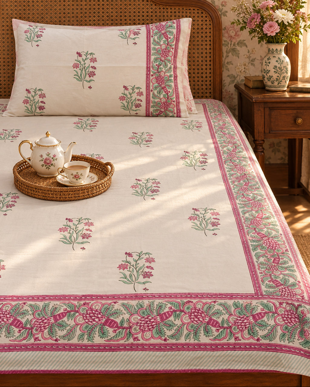 Malti - Percale Cotton Bedsheet | Hand Block