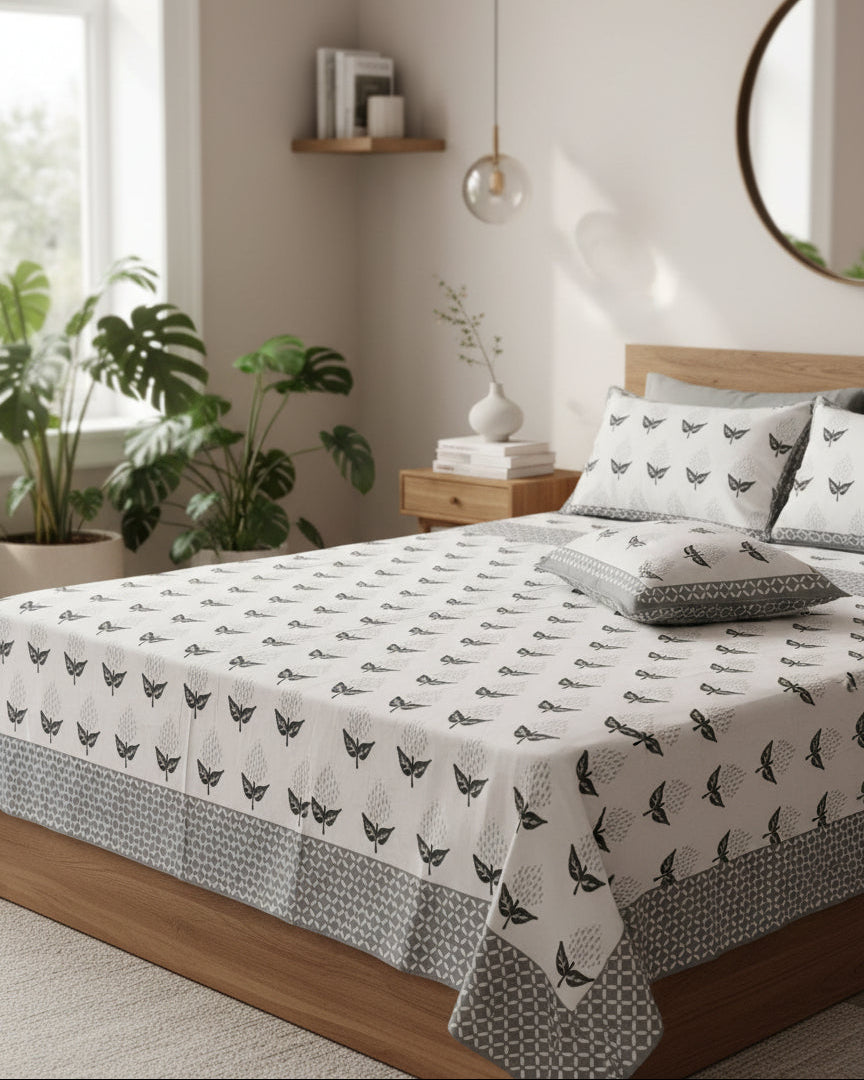 Manjari - Everyday Cotton bedsheet | Grey