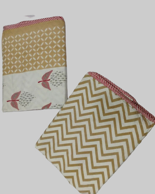 Manjari yellow floral reversible mulmul cotton dohar – alternate view