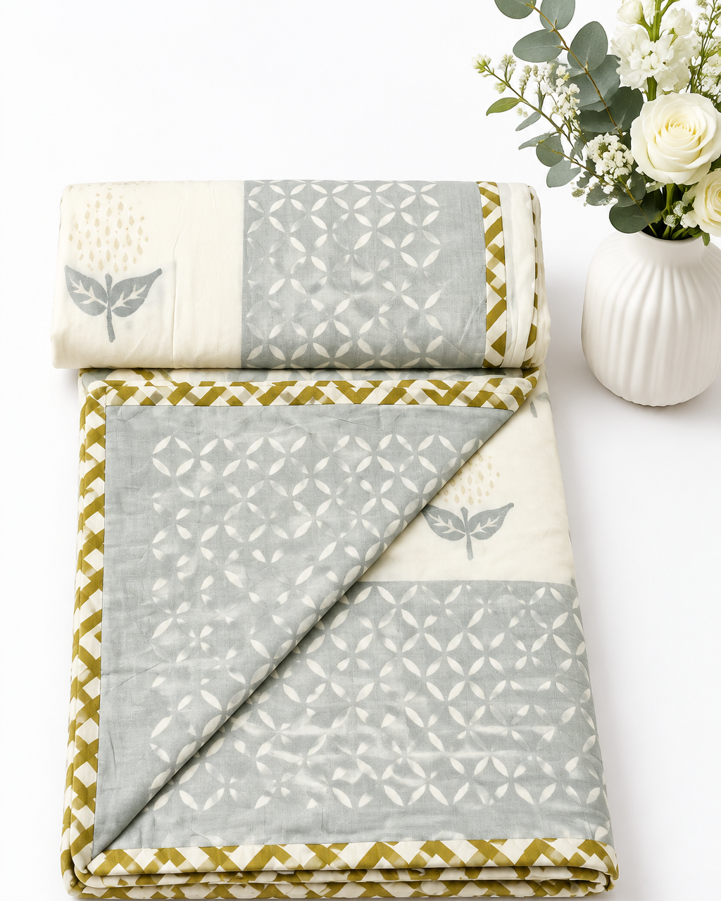 Manjari green Muslin cotton dohar – alternate view