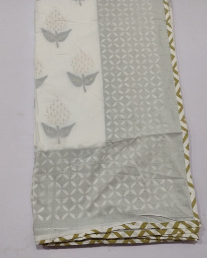 Manjari green Muslin cotton dohar – pair of single alternate view