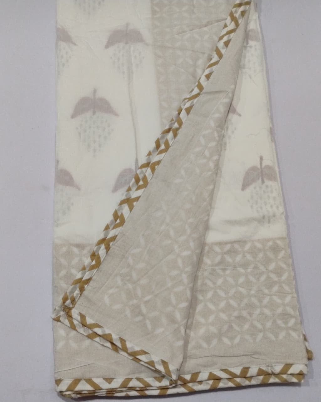 Manjari yellow Muslin cotton dohar – pair of single front view