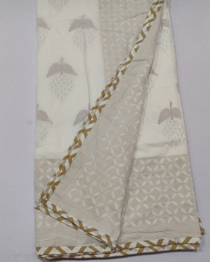 Manjari yellow Muslin cotton dohar – pair of single front view