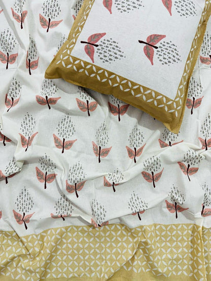 Manjari yellow floral pure cotton bedsheet – alternate view